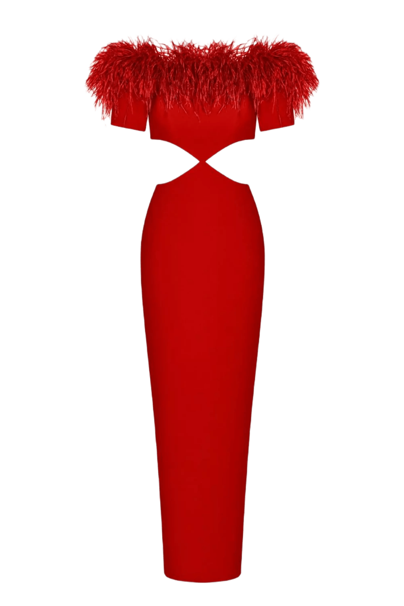 Feather Crepe Maxi Dress with Cutouts - ALBOUSHIYA - district 5 - dubai - riyadh - abaya - dresses - designers - evening wear - luxury - elegance - craftsmanship - gowns - cocktail dresses - collections - georges