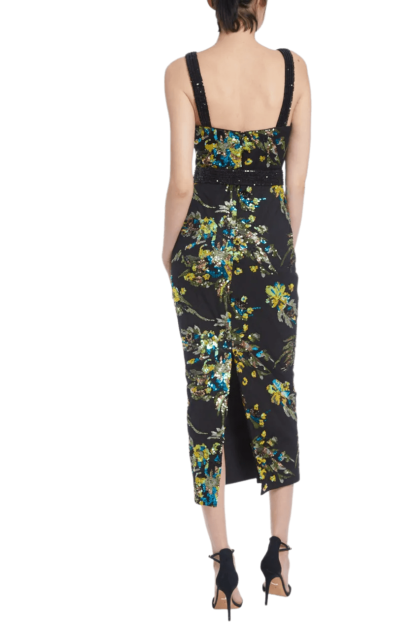 Floral Embroidery Belted Midi - ALBOUSHIYA - district 5 - dubai - riyadh - abaya - dresses - designers - evening wear - luxury - elegance - craftsmanship - gowns - cocktail dresses - collections - georges