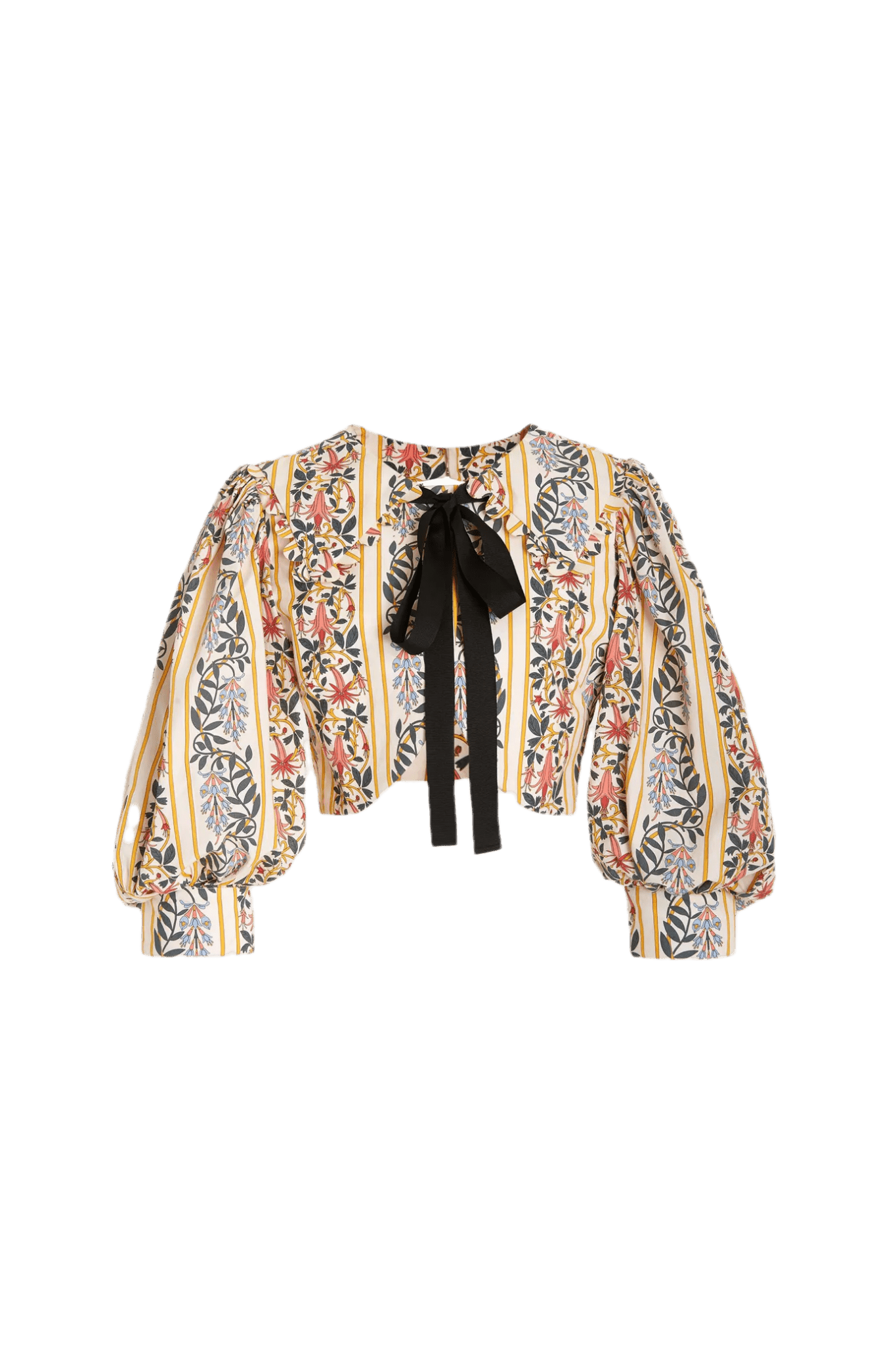 Granate Bow Floral Cotton Crop Top - ALBOUSHIYA - district 5 - dubai - riyadh - abaya - dresses - designers - evening wear - luxury - elegance - craftsmanship - gowns - cocktail dresses - collections - georges