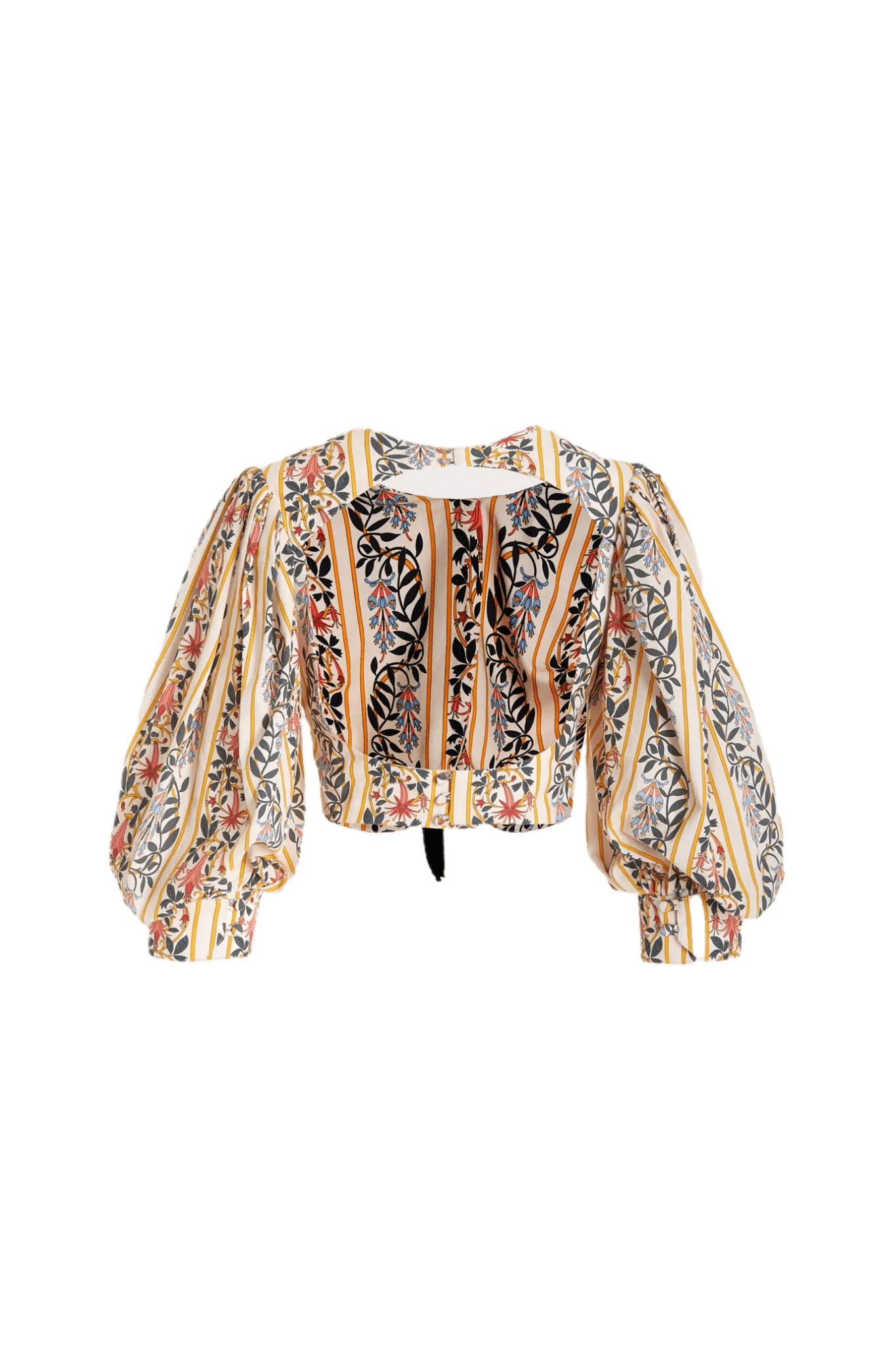 Granate Bow Floral Cotton Crop Top - ALBOUSHIYA - district 5 - dubai - riyadh - abaya - dresses - designers - evening wear - luxury - elegance - craftsmanship - gowns - cocktail dresses - collections - georges