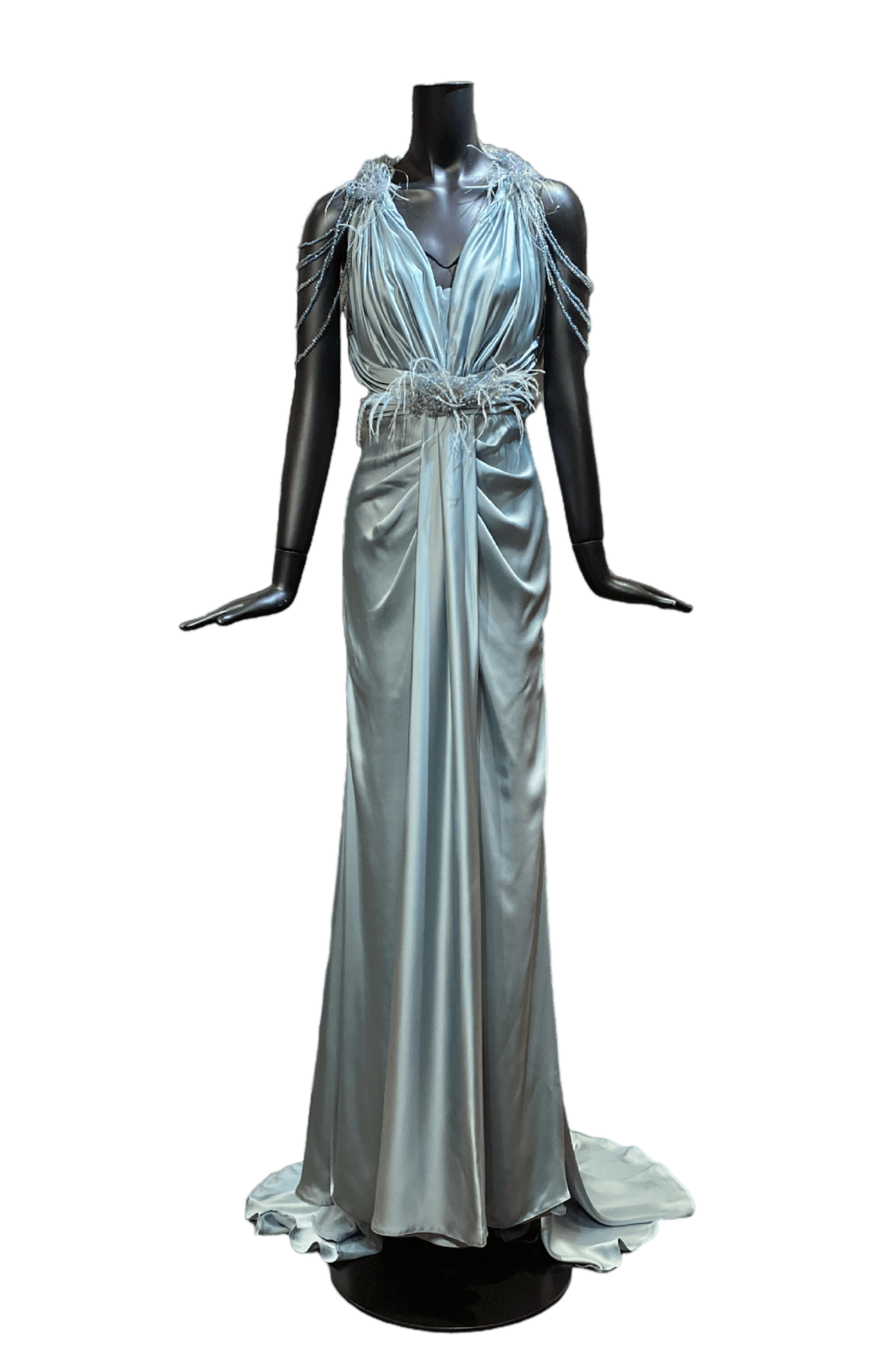 Halter Satin Embellished Gown - ALBOUSHIYA - district 5 - dubai - riyadh - abaya - dresses - designers - evening wear - luxury - elegance - craftsmanship - gowns - cocktail dresses - collections - georges