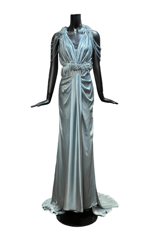 Halter Satin Embellished Gown - ALBOUSHIYA - district 5 - dubai - riyadh - abaya - dresses - designers - evening wear - luxury - elegance - craftsmanship - gowns - cocktail dresses - collections - georges