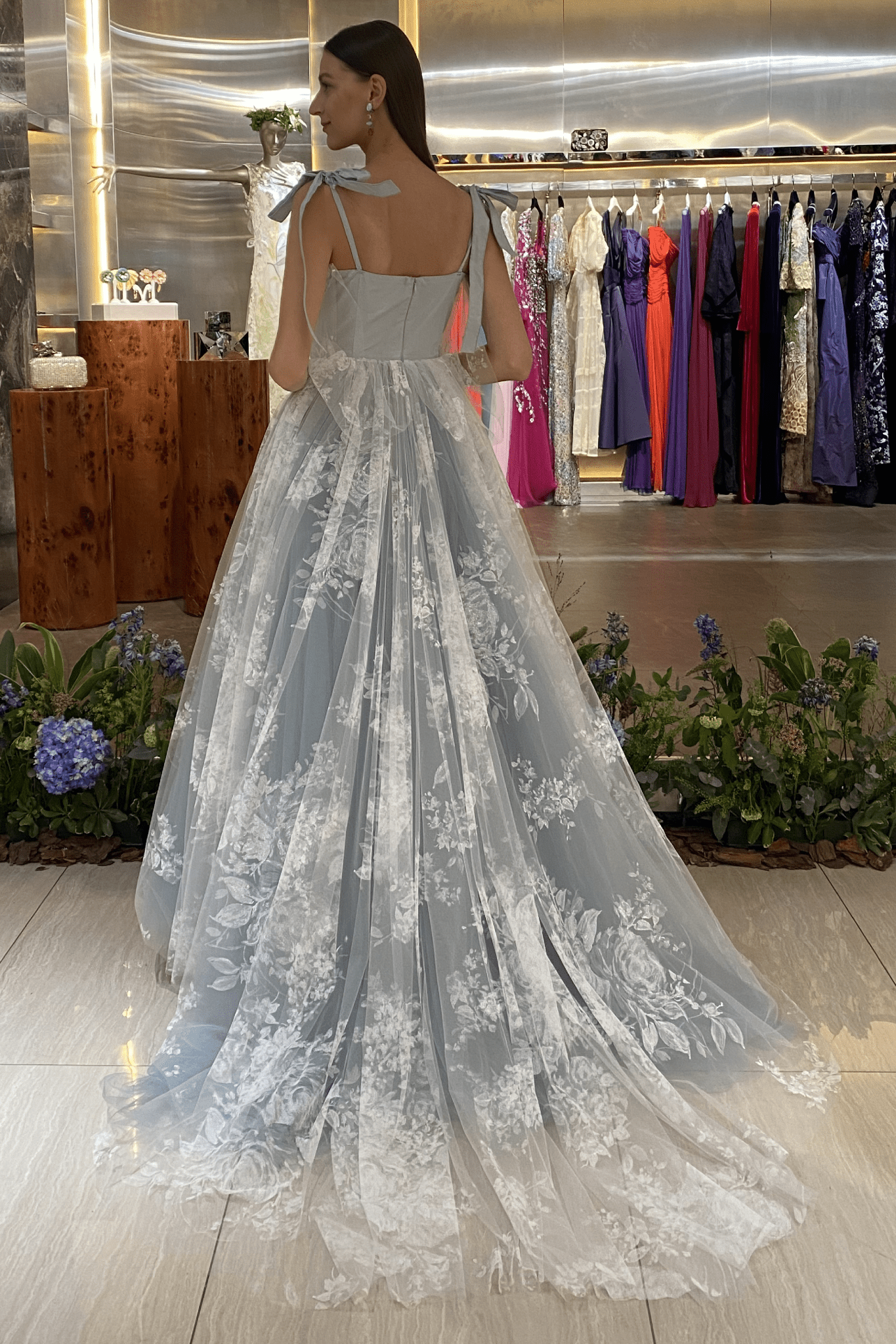 Hand Painted Tulle & Taffeta Ball Gown - ALBOUSHIYA - district 5 - dubai - riyadh - abaya - dresses - designers - evening wear - luxury - elegance - craftsmanship - gowns - cocktail dresses - collections - georges