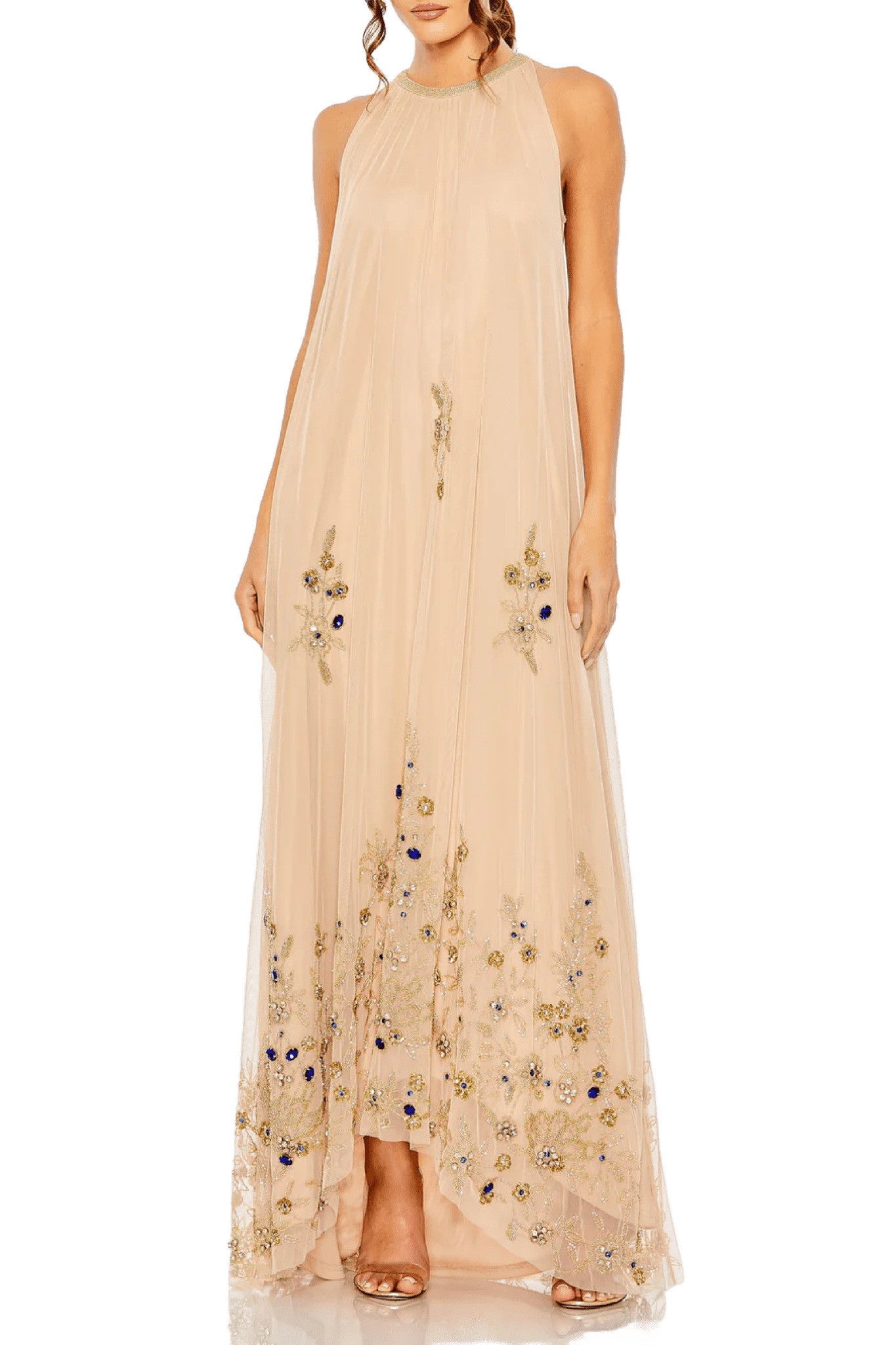 High Neck Trapeze Gown - ALBOUSHIYA - district 5 - dubai - riyadh - abaya - dresses - designers - evening wear - luxury - elegance - craftsmanship - gowns - cocktail dresses - collections - georges