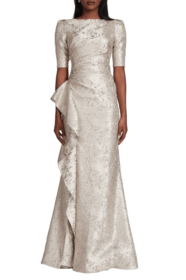 Jacquard Gown - ALBOUSHIYA - district 5 - dubai - riyadh - abaya - dresses - designers - evening wear - luxury - elegance - craftsmanship - gowns - cocktail dresses - collections - georges