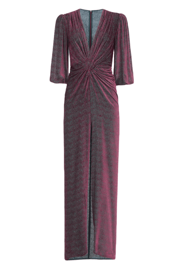 Kallista Silk Velvet Devorè Gown - ALBOUSHIYA - district 5 - dubai - riyadh - abaya - dresses - designers - evening wear - luxury - elegance - craftsmanship - gowns - cocktail dresses - collections - georges