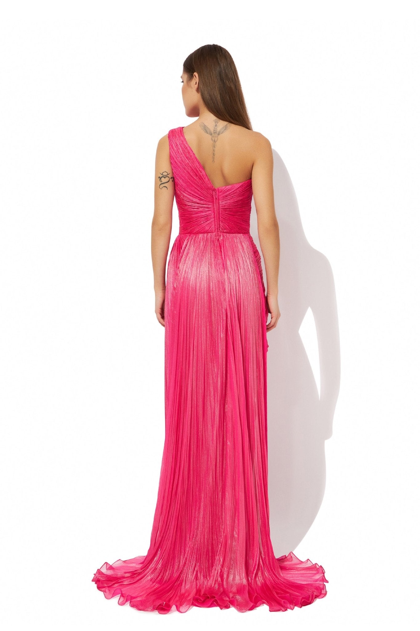 Leila One Shoulder Dress - ALBOUSHIYA - district 5 - dubai - riyadh - abaya - dresses - designers - evening wear - luxury - elegance - craftsmanship - gowns - cocktail dresses - collections - georges