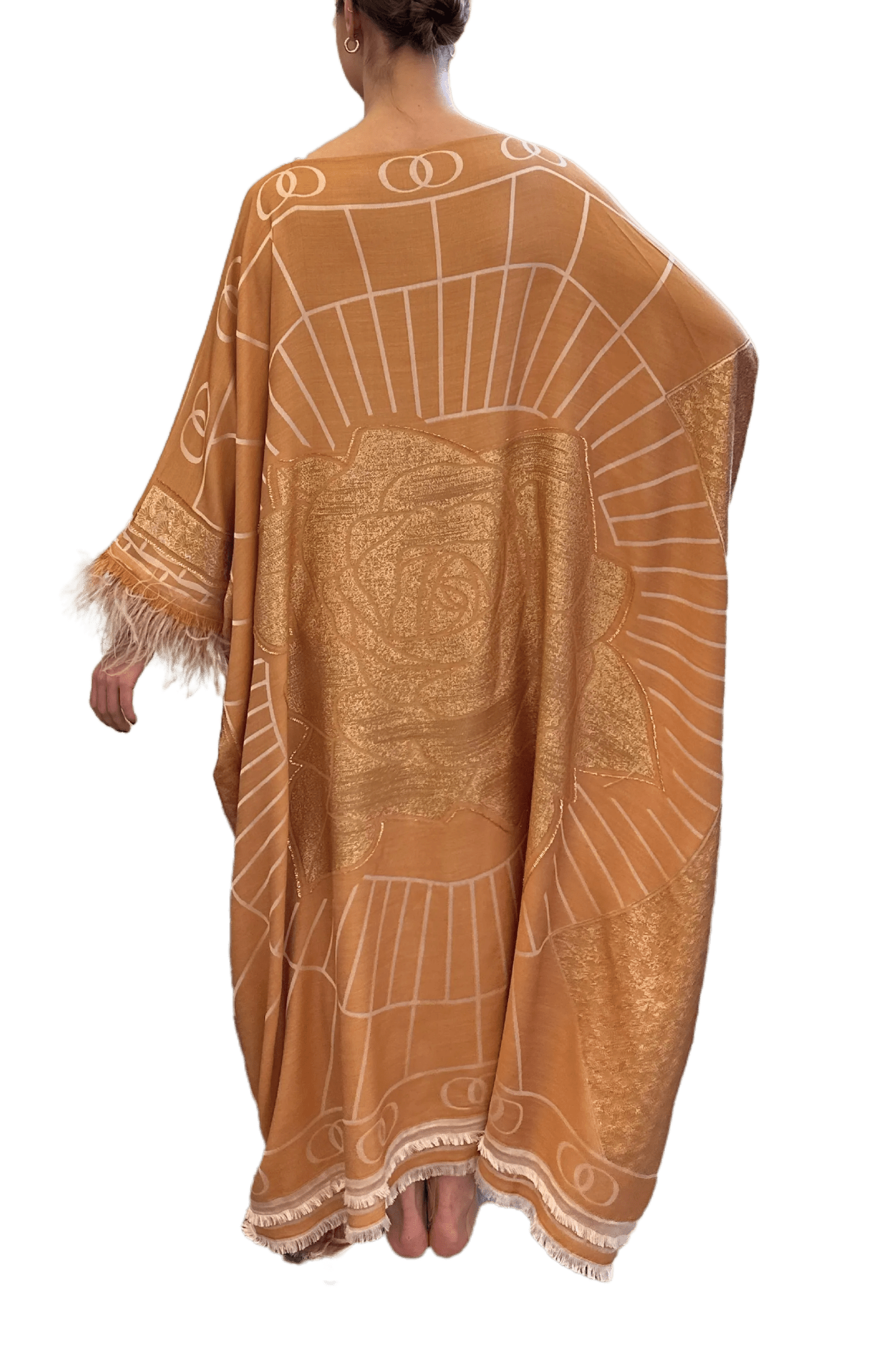 Leila Silk Jacquard Caftan in Gold - ALBOUSHIYA - district 5 - dubai - riyadh - abaya - dresses - designers - evening wear - luxury - elegance - craftsmanship - gowns - cocktail dresses - collections - georges