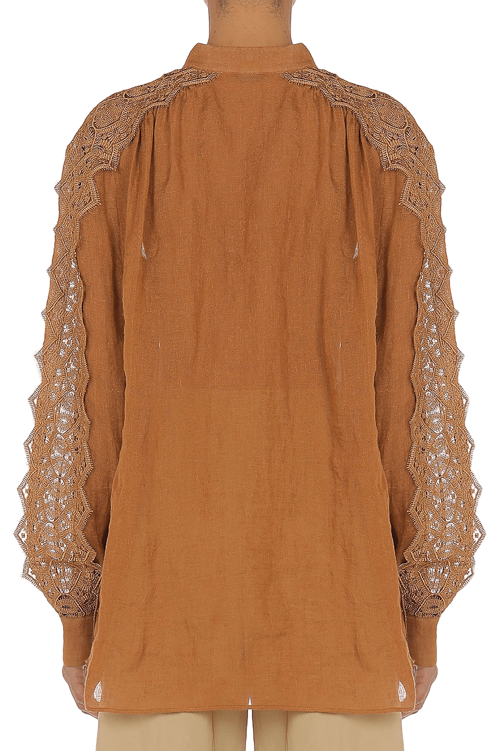 Linen & Lace Shirt - ALBOUSHIYA - district 5 - dubai - riyadh - abaya - dresses - designers - evening wear - luxury - elegance - craftsmanship - gowns - cocktail dresses - collections - georges