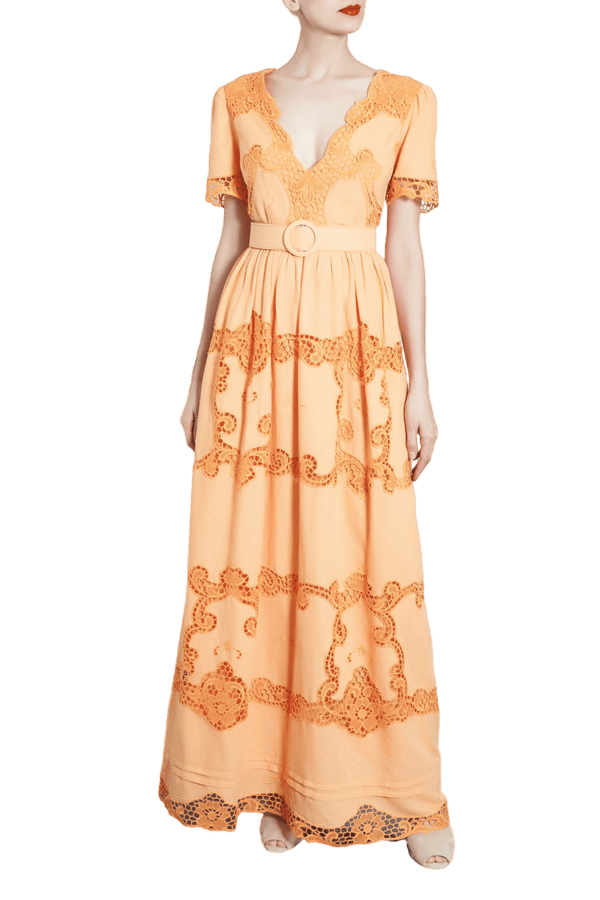 Loanna Cotton - Linen Lace Dress - ALBOUSHIYA - district 5 - dubai - riyadh - abaya - dresses - designers - evening wear - luxury - elegance - craftsmanship - gowns - cocktail dresses - collections - georges