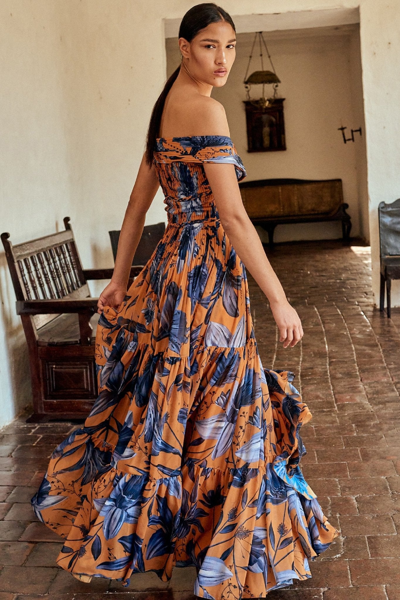 Magdalena Pleated Chiffon Maxi Dress - ALBOUSHIYA - district 5 - dubai - riyadh - abaya - dresses - designers - evening wear - luxury - elegance - craftsmanship - gowns - cocktail dresses - collections - georges