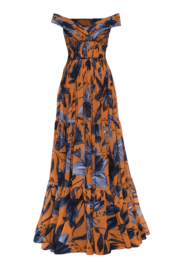 Magdalena Pleated Chiffon Maxi Dress - ALBOUSHIYA - district 5 - dubai - riyadh - abaya - dresses - designers - evening wear - luxury - elegance - craftsmanship - gowns - cocktail dresses - collections - georges