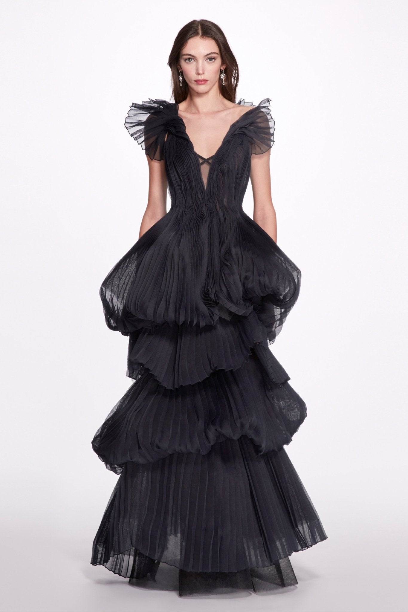 Multi - Tiered Pleated Gown - ALBOUSHIYA - district 5 - dubai - riyadh - abaya - dresses - designers - evening wear - luxury - elegance - craftsmanship - gowns - cocktail dresses - collections - georges