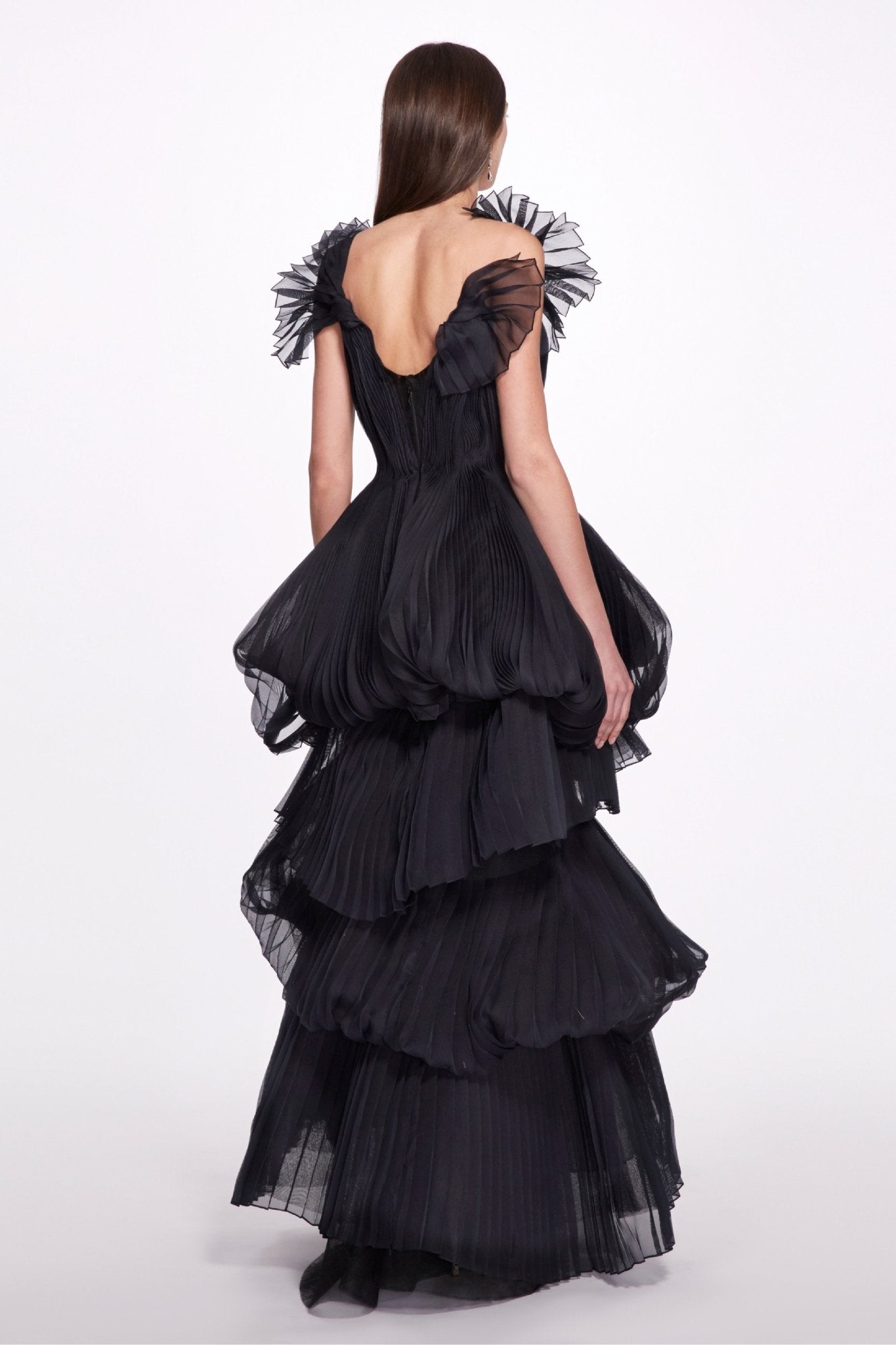 Multi - Tiered Pleated Gown - ALBOUSHIYA - district 5 - dubai - riyadh - abaya - dresses - designers - evening wear - luxury - elegance - craftsmanship - gowns - cocktail dresses - collections - georges