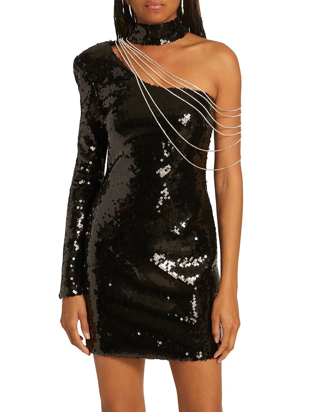 Niomi Asymmetric Sequin Dress - ALBOUSHIYA - district 5 - dubai - riyadh - abaya - dresses - designers - evening wear - luxury - elegance - craftsmanship - gowns - cocktail dresses - collections - georges