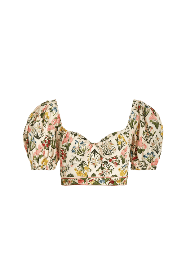 Palmarosa Floral Cotton Crop Top - ALBOUSHIYA - district 5 - dubai - riyadh - abaya - dresses - designers - evening wear - luxury - elegance - craftsmanship - gowns - cocktail dresses - collections - georges
