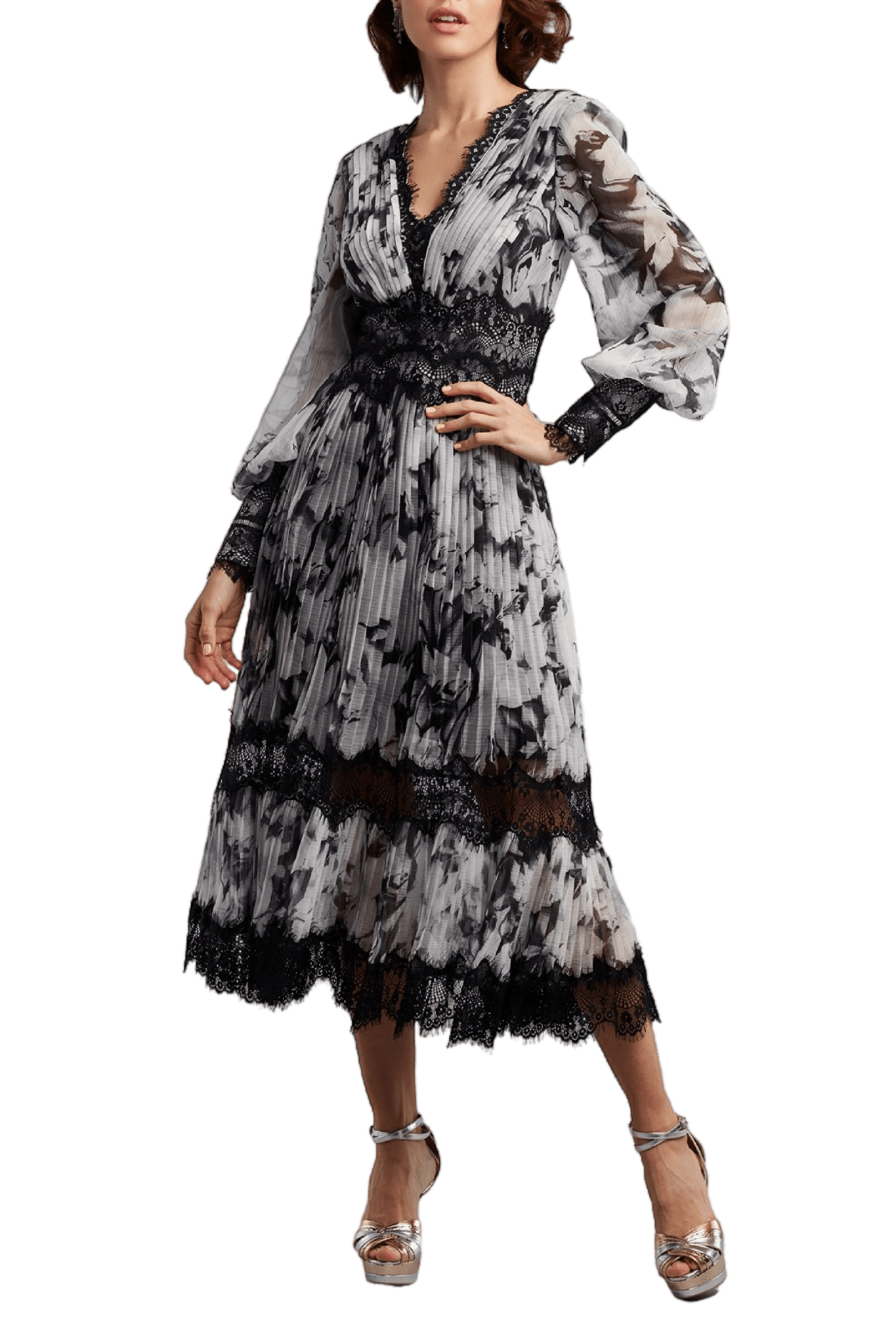 Pleated Chiffon Midi Dress - ALBOUSHIYA - district 5 - dubai - riyadh - abaya - dresses - designers - evening wear - luxury - elegance - craftsmanship - gowns - cocktail dresses - collections - georges