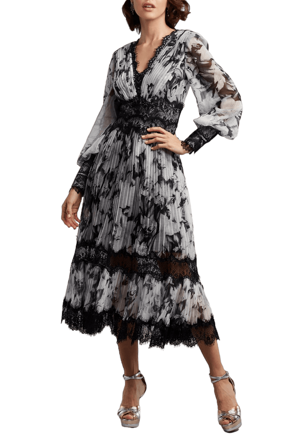Pleated Chiffon Midi Dress - ALBOUSHIYA - district 5 - dubai - riyadh - abaya - dresses - designers - evening wear - luxury - elegance - craftsmanship - gowns - cocktail dresses - collections - georges