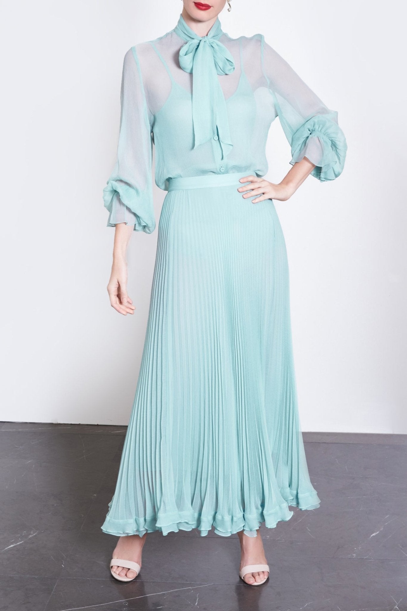 Pussy Bow Chiffon Shirt - ALBOUSHIYA - district 5 - dubai - riyadh - abaya - dresses - designers - evening wear - luxury - elegance - craftsmanship - gowns - cocktail dresses - collections - georges