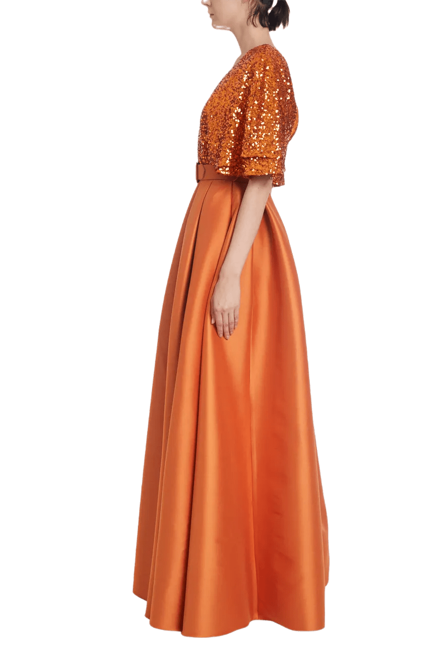 Sequined Evening Gown with Belt - ALBOUSHIYA - district 5 - dubai - riyadh - abaya - dresses - designers - evening wear - luxury - elegance - craftsmanship - gowns - cocktail dresses - collections - georges