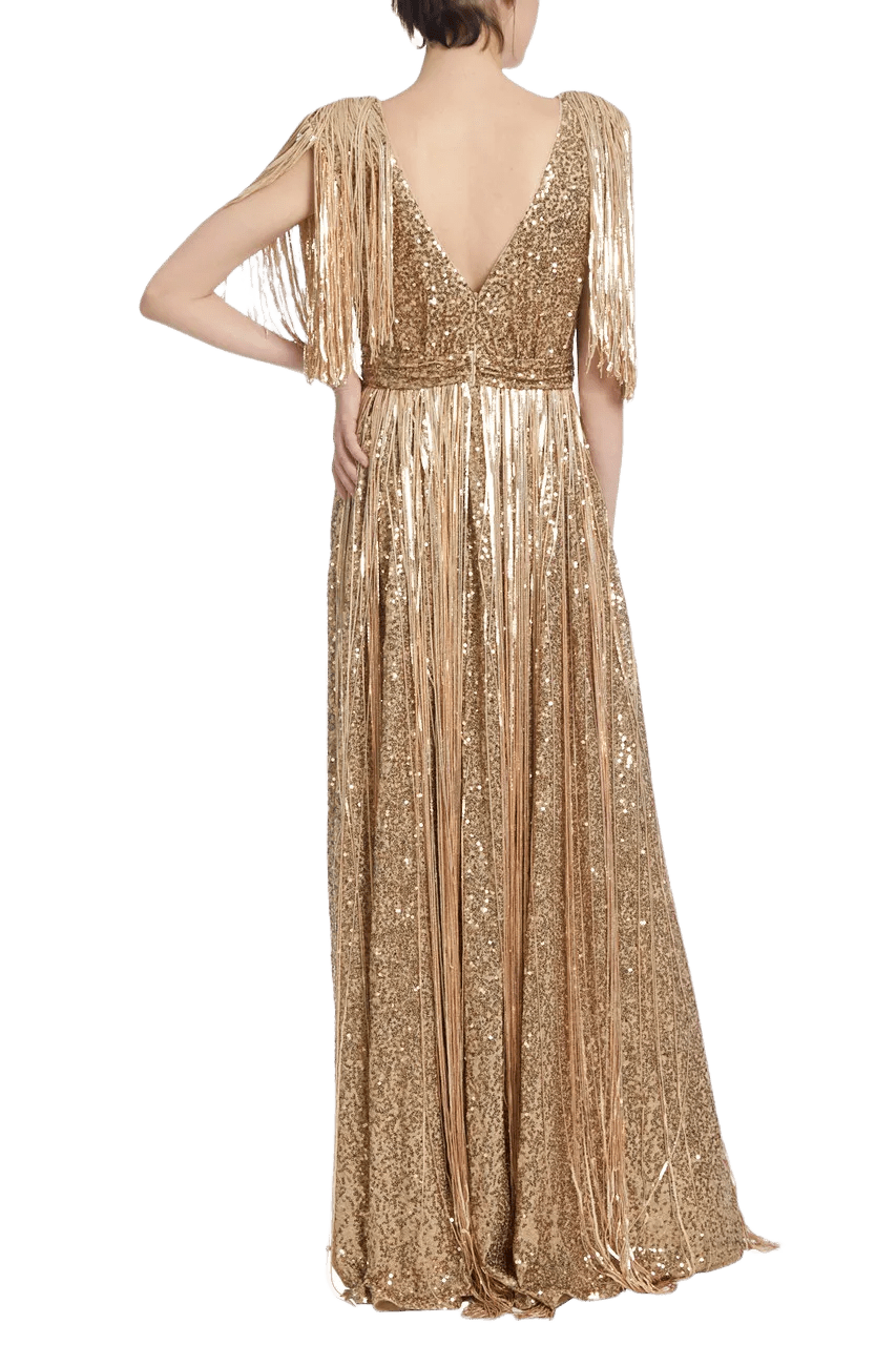 Sequined Evening Gown with Fringes - ALBOUSHIYA - district 5 - dubai - riyadh - abaya - dresses - designers - evening wear - luxury - elegance - craftsmanship - gowns - cocktail dresses - collections - georges