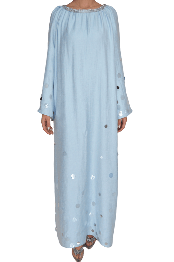 Silk Cotton Caftan - ALBOUSHIYA - district 5 - dubai - riyadh - abaya - dresses - designers - evening wear - luxury - elegance - craftsmanship - gowns - cocktail dresses - collections - georges