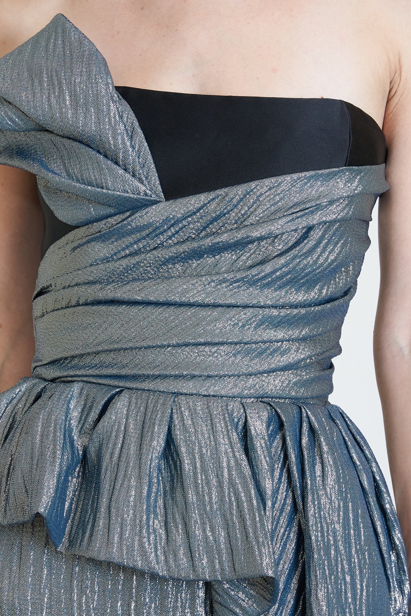 Strapless Lamé Gown - ALBOUSHIYA - district 5 - dubai - riyadh - abaya - dresses - designers - evening wear - luxury - elegance - craftsmanship - gowns - cocktail dresses - collections - georges