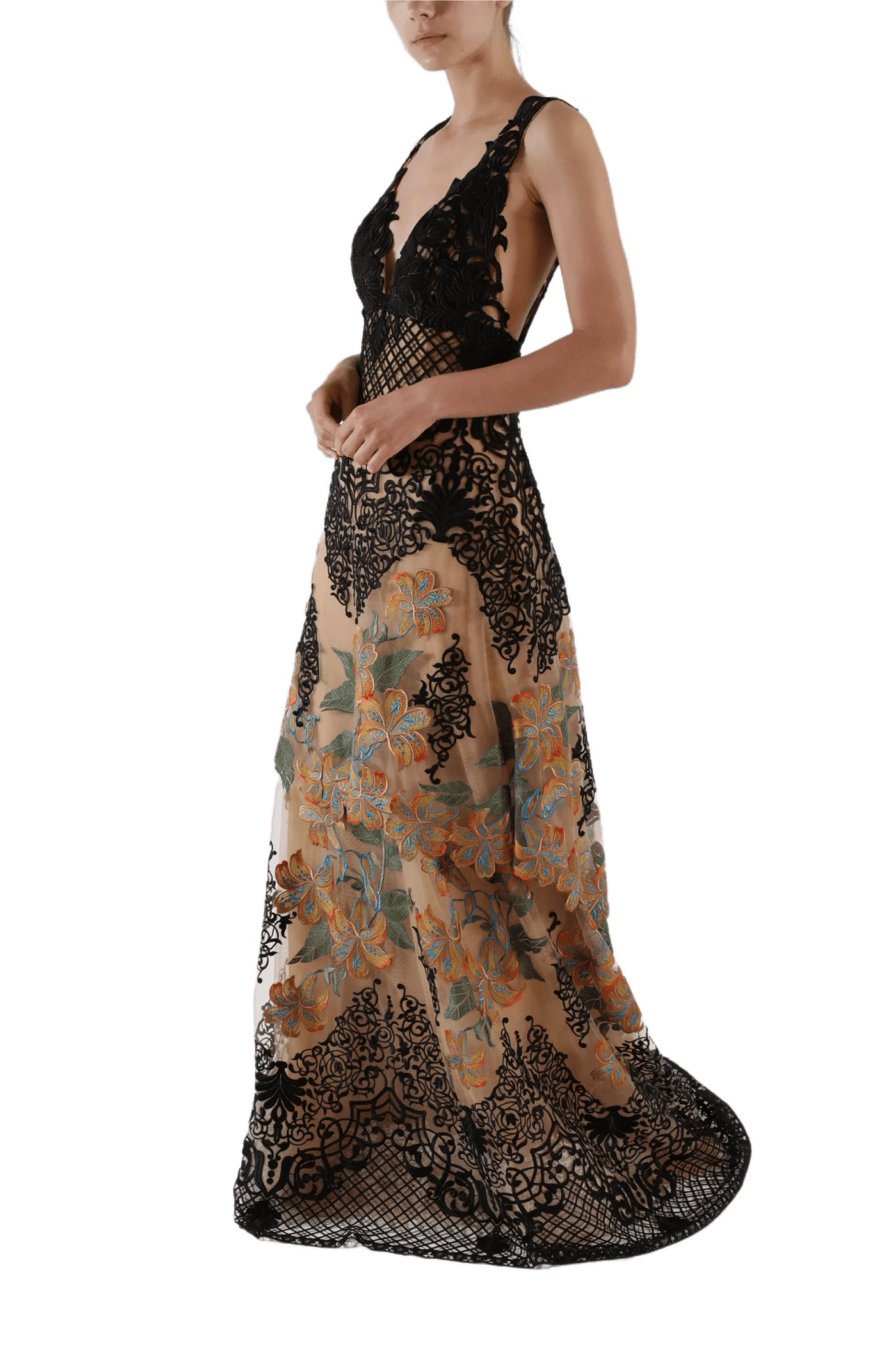 Triguero Embroidered Gown - ALBOUSHIYA - district 5 - dubai - riyadh - abaya - dresses - designers - evening wear - luxury - elegance - craftsmanship - gowns - cocktail dresses - collections - georges