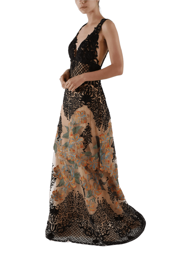 Triguero Embroidered Gown - ALBOUSHIYA - district 5 - dubai - riyadh - abaya - dresses - designers - evening wear - luxury - elegance - craftsmanship - gowns - cocktail dresses - collections - georges