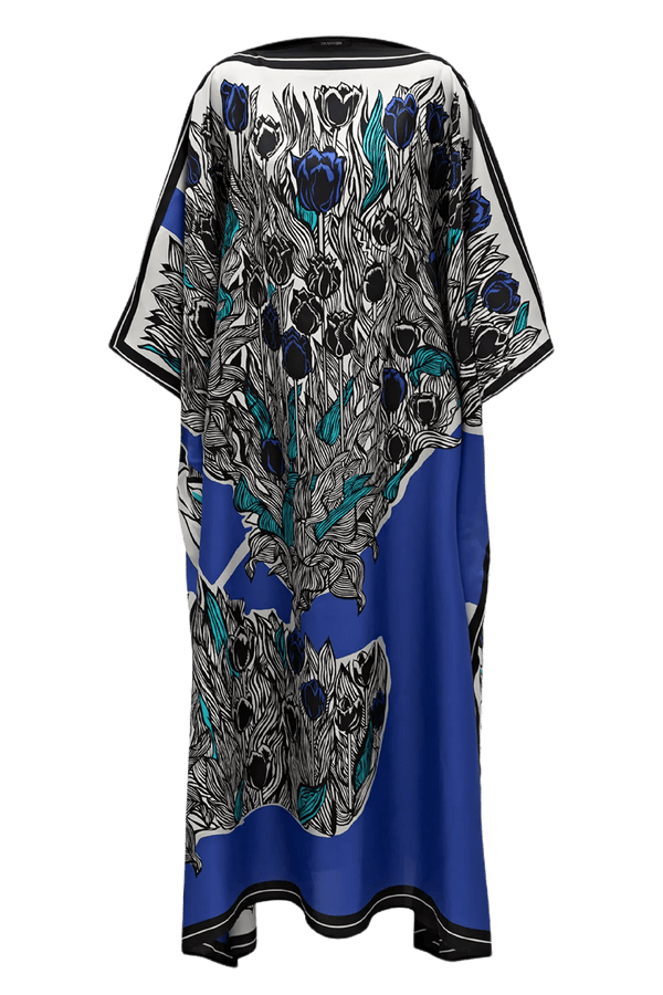 Tulips Caftan in Blue - ALBOUSHIYA - district 5 - dubai - riyadh - abaya - dresses - designers - evening wear - luxury - elegance - craftsmanship - gowns - cocktail dresses - collections - georges