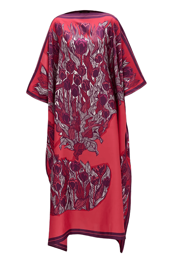 Tulips Caftan in Fuchsia - ALBOUSHIYA - district 5 - dubai - riyadh - abaya - dresses - designers - evening wear - luxury - elegance - craftsmanship - gowns - cocktail dresses - collections - georges
