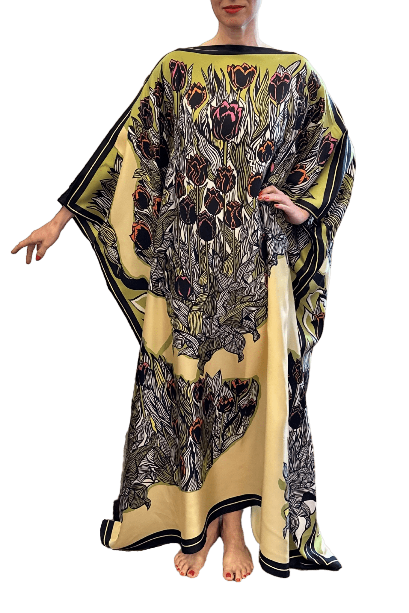 Tulips Caftan in Yellow - ALBOUSHIYA - district 5 - dubai - riyadh - abaya - dresses - designers - evening wear - luxury - elegance - craftsmanship - gowns - cocktail dresses - collections - georges