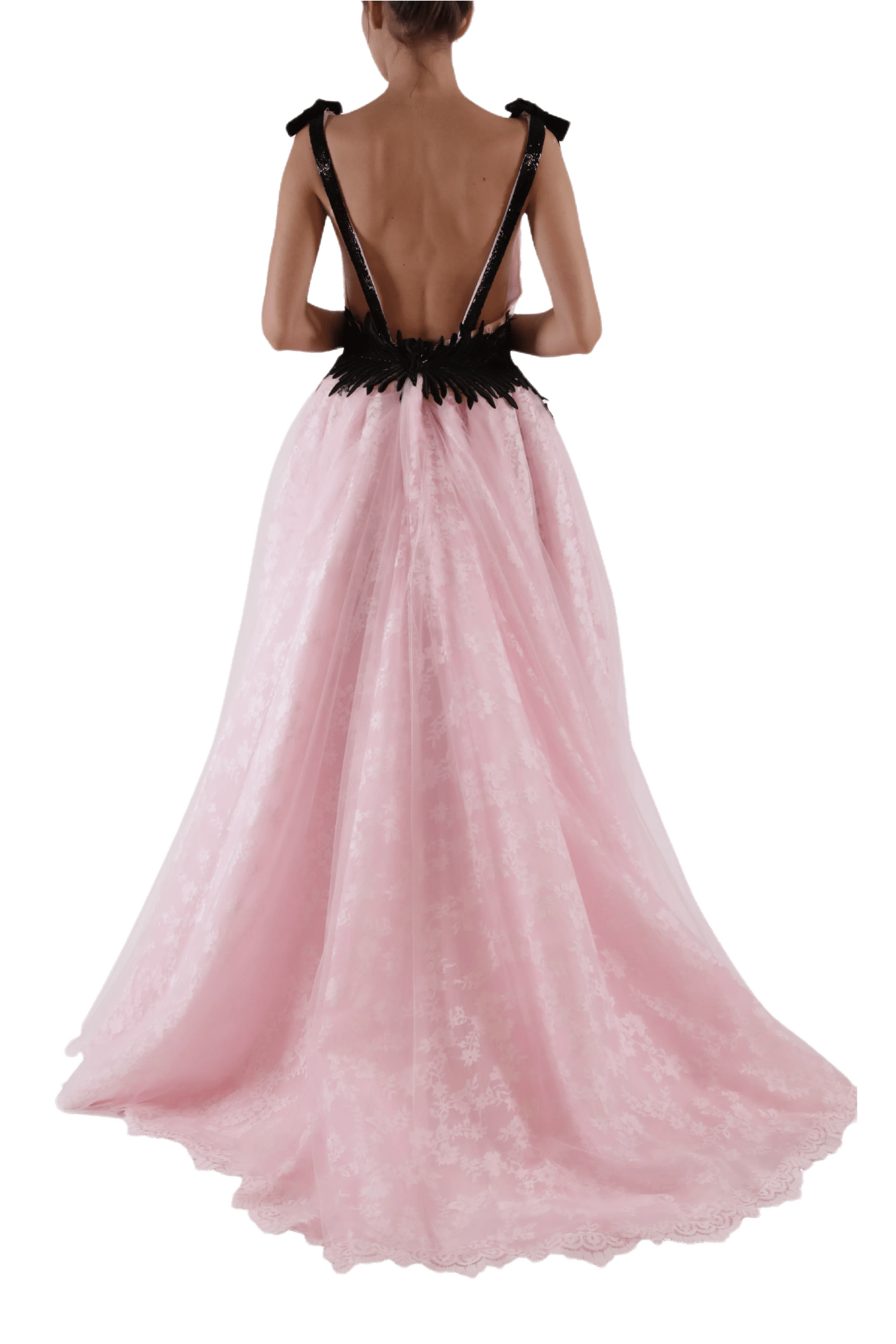 V - Neck Lace & Tulle Ball Gown - ALBOUSHIYA - district 5 - dubai - riyadh - abaya - dresses - designers - evening wear - luxury - elegance - craftsmanship - gowns - cocktail dresses - collections - georges