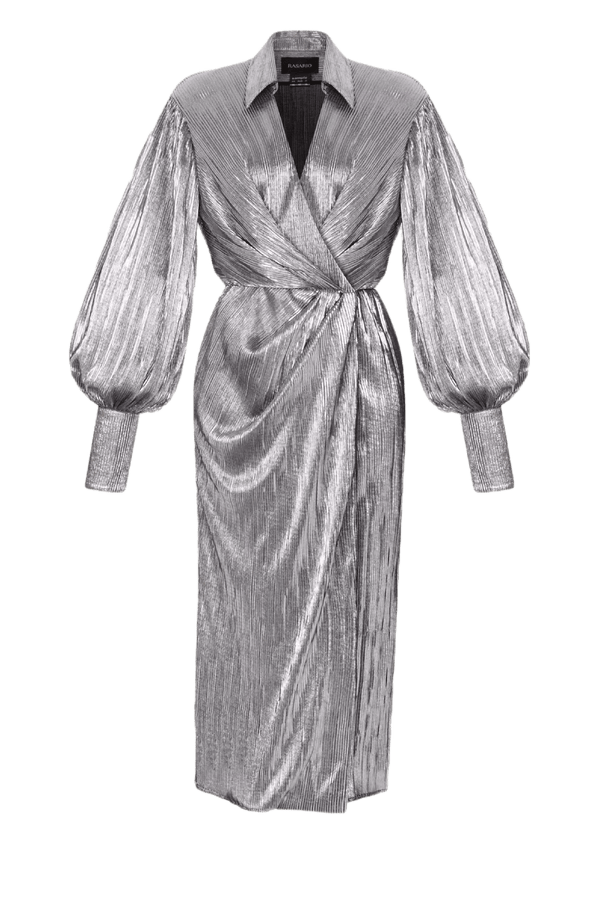 Wrapped & Draped Pleated Jersey Midi Dress - ALBOUSHIYA - district 5 - dubai - riyadh - abaya - dresses - designers - evening wear - luxury - elegance - craftsmanship - gowns - cocktail dresses - collections - georges